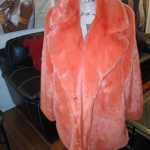 Women's Orange Faux Fur Coat